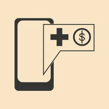 Flat in black and white mobile application telephone Stock Illustration