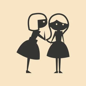Flat in black and white mobile application girlfriend Stock Illustration