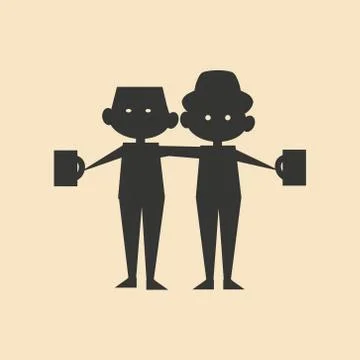 Flat in black and white mobile application friends beer Stock Illustration