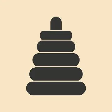 Flat in black and white mobile application toy pyramid Stock Illustration