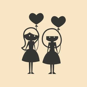 Flat in black and white mobile application female friendship Stock Illustration