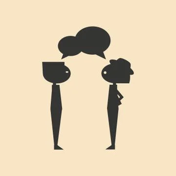 Flat in black and white mobile application friends chat Stock Illustration