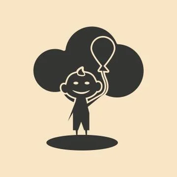 Flat in black and white mobile application child play Stock Illustration