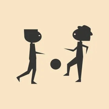 Flat in black and white mobile application friends football Stock Illustration