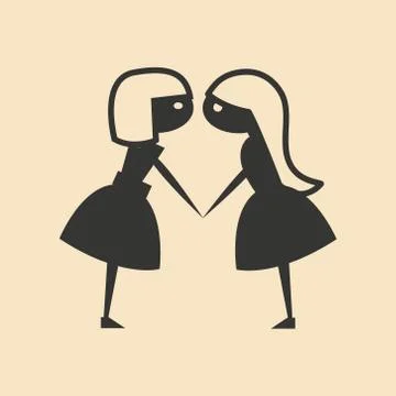 Flat in black and white mobile application girlfriend Stock Illustration
