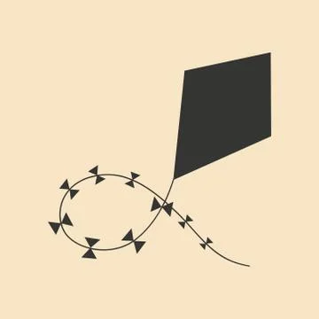 Flat in black and white mobile application kite Stock Illustration