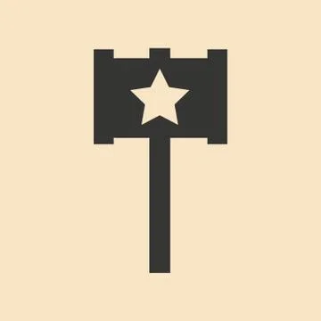 Flat in black and white mobile application toy hammer Stock Illustration