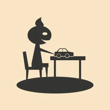 Flat in black and white mobile application child play Stock Illustration