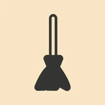 Flat in black and white mobile application broom Stock Illustration