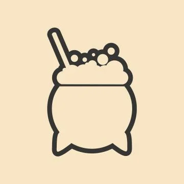 Flat in black and white mobile application cauldron Stock Illustration
