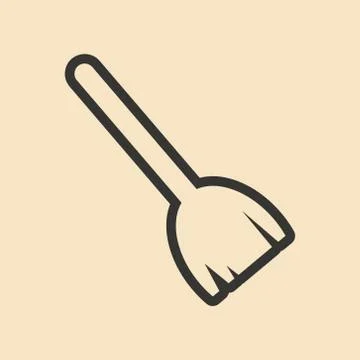 Flat in black and white mobile application broom Stock Illustration