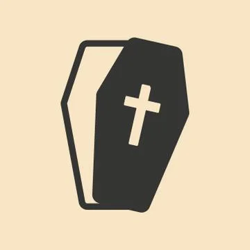Flat in black and white mobile application coffin Stock Illustration