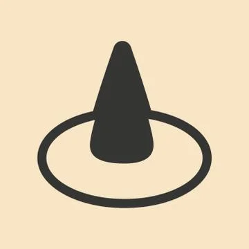 Flat in black and white mobile application witch hat Stock Illustration