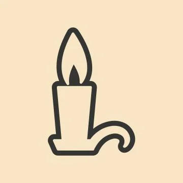 Flat in black and white mobile application candle Stock Illustration