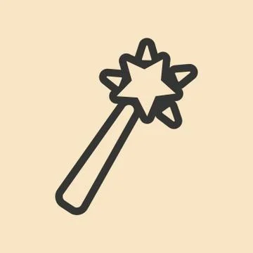 Flat in black and white mobile application magic wand Illustration