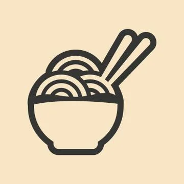Flat in black and white mobile application noodles Stock Illustration