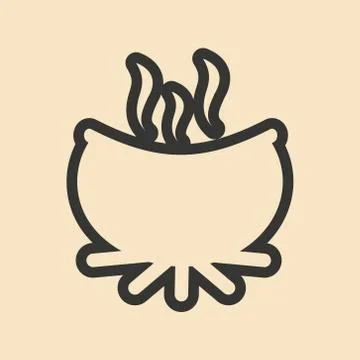Flat in black and white mobile application cauldron potion Stock Illustration