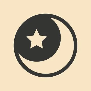 Flat in black and white mobile application star new moon Illustration
