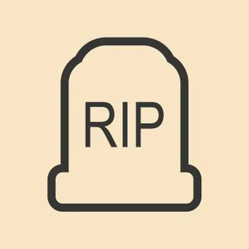 Flat in black and white mobile application headstone Stock Illustration
