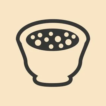 Flat in black and white mobile application miso soup Stock Illustration