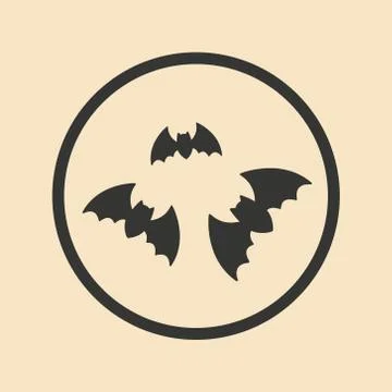 Flat in black and white mobile application bats flying Stock Illustration