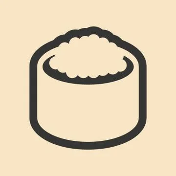 Flat in black and white mobile application sushi Stock Illustration