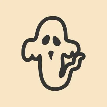 Flat in black and white mobile application ghost Stock Illustration