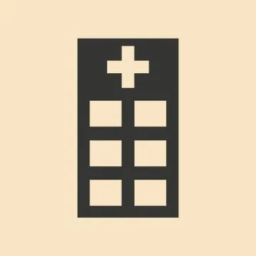 Flat in black and white mobile application hospital Stock Illustration