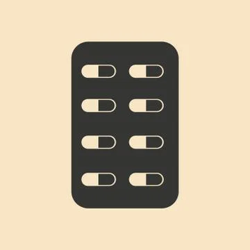 Flat in black and white mobile application medical pills Stock Illustration