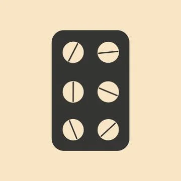 Flat in black and white mobile application medical pills Stock Illustration
