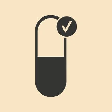 Flat in black and white mobile application medical pills Stock Illustration
