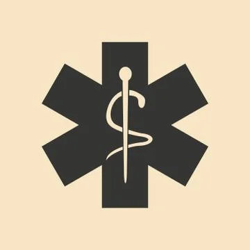 Flat in black and white mobile application logo ambulance Stock Illustration