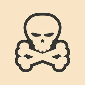 Flat in black and white mobile application skull bones Stock Illustration