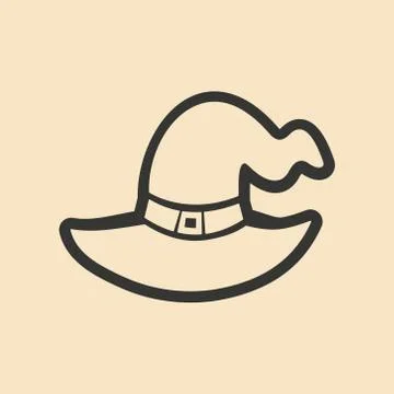 Flat in black and white mobile application Witch's hat Stock Illustration