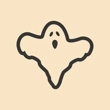 Flat in black and white mobile application ghost Stock Illustration