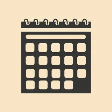 Flat in black and white mobile application calendar Stock Illustration