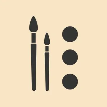 Flat in black and white mobile application paint brushes Stock Illustration