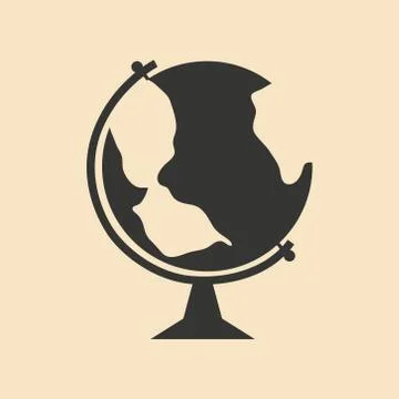 Flat in black and white mobile application globe icon Stock Illustration