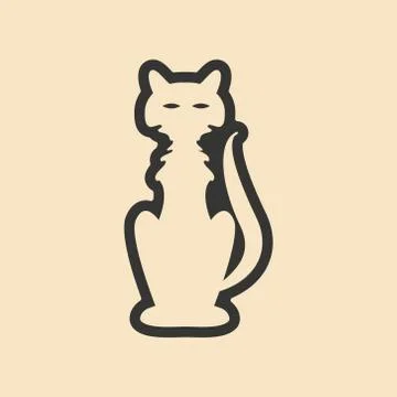 Flat in black and white mobile application cat Halloween Stock Illustration