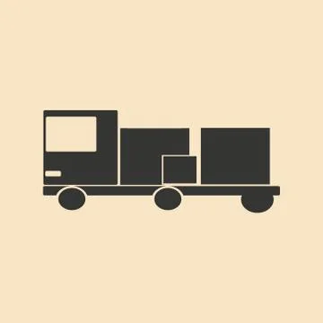 Flat in black and white mobile application lorry Stock Illustration