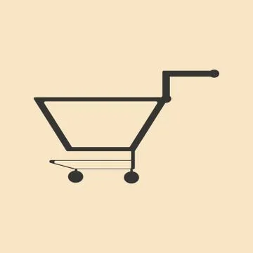 Flat in black and white mobile application cart Stock Illustration