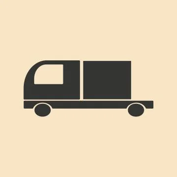 Flat in black and white mobile application trucking Stock Illustration