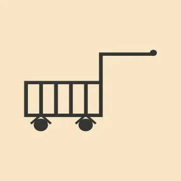 Flat in black and white mobile application trolley Stock Illustration