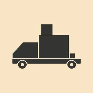 Flat in black and white mobile application shipping large loads Stock Illustration