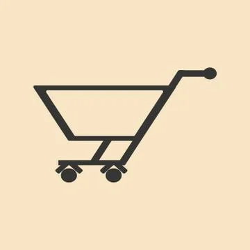 Flat in black and white mobile application empty trolley Stock Illustration