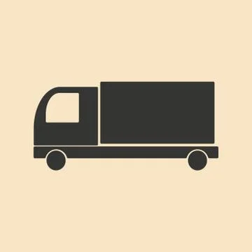 Flat in black and white mobile application van truck Stock Illustration