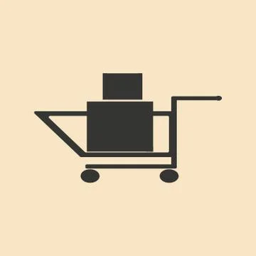 Flat in black and white mobile application trolley Stock Illustration