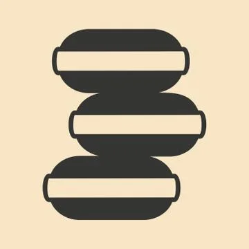 Flat in black and white mobile application biscuits Stock Illustration
