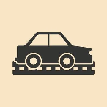 Flat in black and white mobile application car Stock Illustration