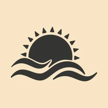 Flat in black and white mobile application sunset Stock Illustration